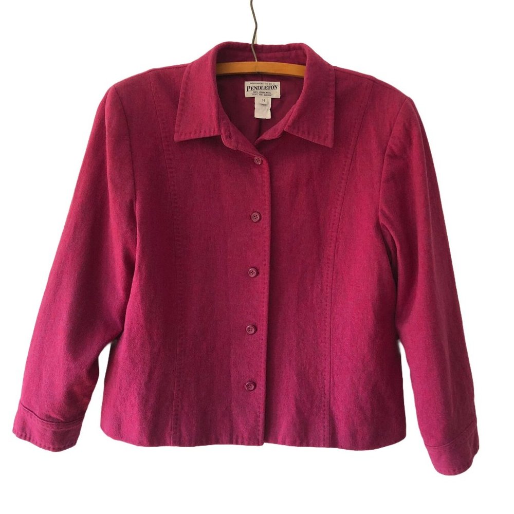 Vintage Pendleton Wool Pink Collared Buttoned Cropped Jacket / Retro Blazer